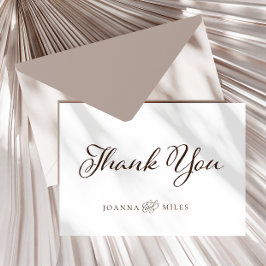 書エレガント道ニュートラル結婚モノグラム サンキューカード