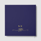 書エレガント道ネイビーブルー&ゴールド結婚フォイル ゲストブック (裏面)