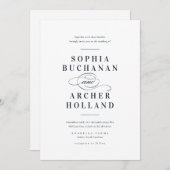 書エレガント道ネイビー結婚ル 招待状 (正面/裏面)