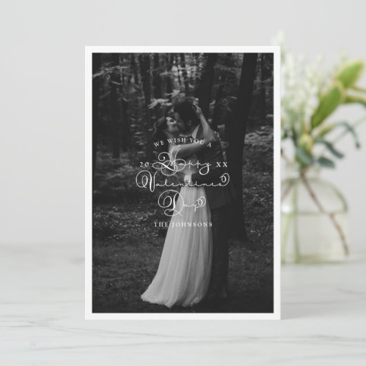 書エレガント道ハッピーバレンタインのホリデーフォト シーズンカード (スタンド正面)