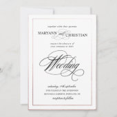 書エレガント道バラ金ゴールド結婚式招待状 招待状 (正面)