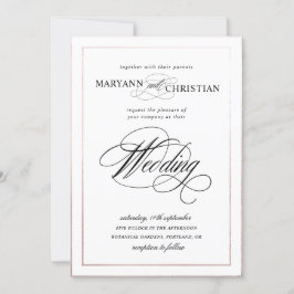 書エレガント道バラ金ゴールド結婚式招待状 招待状