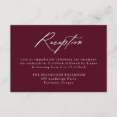 書エレガント道バーガンディ結婚式レセプション エンクロージャーカード (正面)