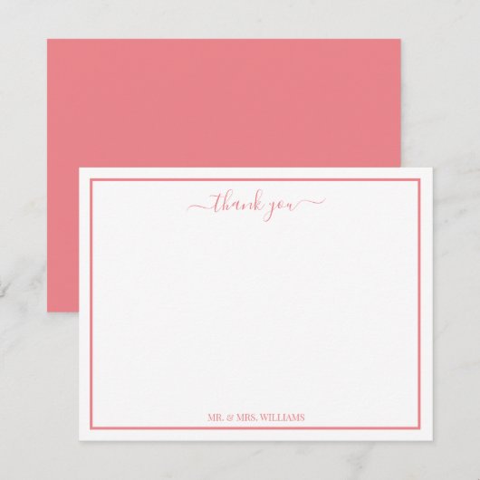 書エレガント道ピンクありがとう ノートカード (正面/裏面)