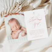 書エレガント道ピンクの女の子の写真バプテスマ サンキューカード