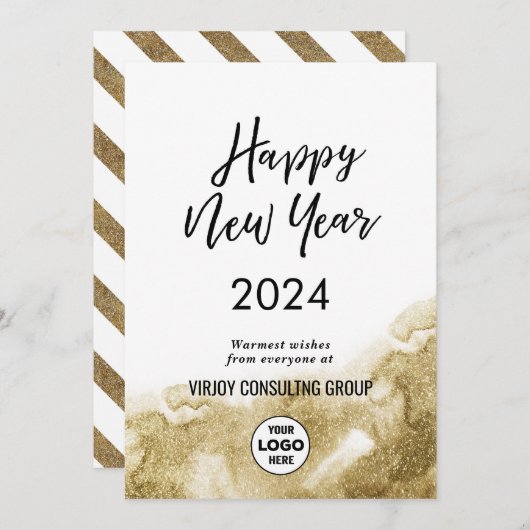 書エレガント道フェスティバル金ゴールドグリッター企業の シーズンカード (正面/裏面)