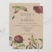 書エレガント道フローラスクリプ結婚トの起動 招待状 (正面/裏面)