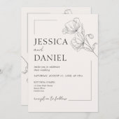 書エレガント道フローラスクリプ結婚ト 招待状 (正面/裏面)