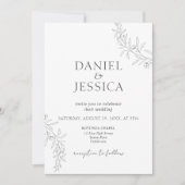 書エレガント道フローラスクリプ結婚ト 招待状 (正面)