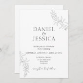 書エレガント道フローラスクリプ結婚ト 招待状 (正面/裏面)