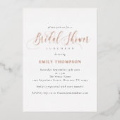 書エレガント道ブライダルシャワー実在バラ金ゴールドF 箔招待状 (正面)