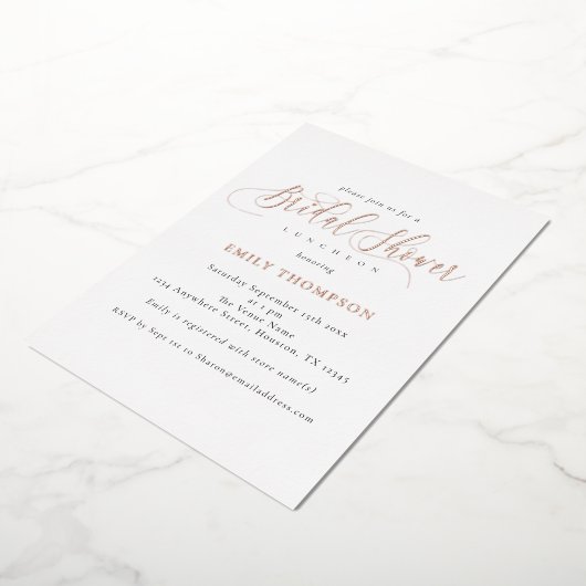 書エレガント道ブライダルシャワー実在バラ金ゴールドF 箔招待状 (回転した状態)