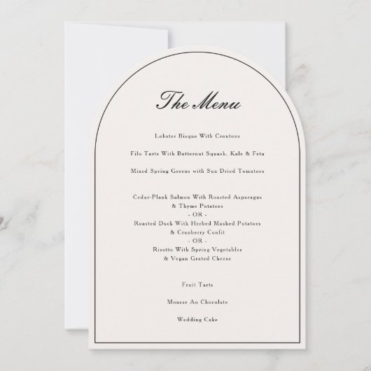 書エレガント道ブラック結婚のディナーメニューカード 招待状 (正面)