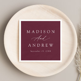 書エレガント道ブルグンディ結婚ズ スタンダードカクテルナプキン