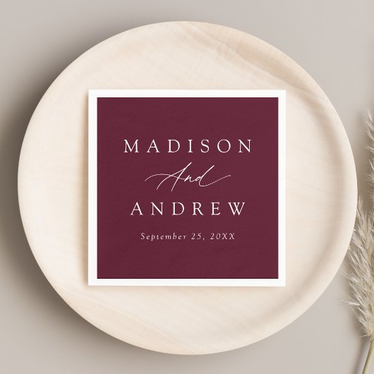 書エレガント道ブルグンディ結婚ズ スタンダードカクテルナプキン