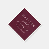 書エレガント道ブルグンディ結婚ズ スタンダードカクテルナプキン (角)