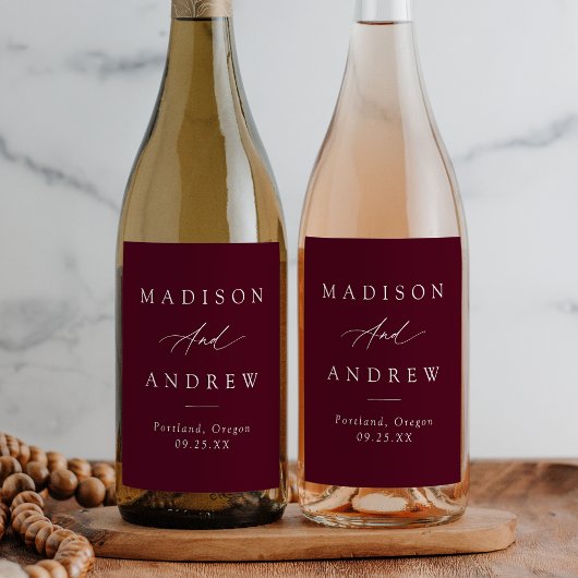 書エレガント道ブルグンディ結婚ズ ワインラベル