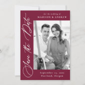 書エレガント道ブルゴーニュ写真QRコード結婚s セーブザデート (正面)