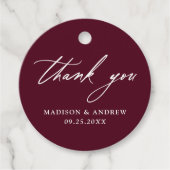 書エレガント道ブルゴーニュ結婚の感謝 フェイバータグ (正面)