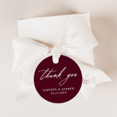 書エレガント道ブルゴーニュ結婚の感謝 フェイバータグ