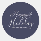 書エレガント道ブルーホリデークリスマス ラウンドシール (正面)