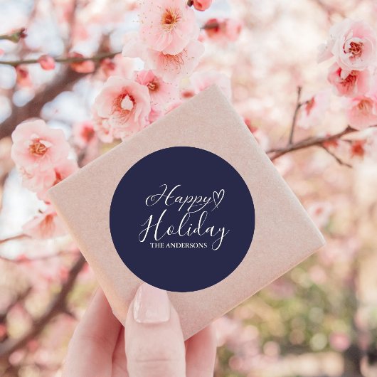 書エレガント道ブルーホリデークリスマス ラウンドシール