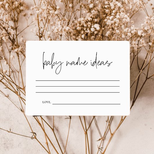 書エレガント道ベビー名アイディア、赤ちゃんシャワー エンクロージャーカード