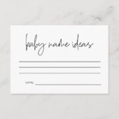 書エレガント道ベビー名アイディア、赤ちゃんシャワー エンクロージャーカード (正面)