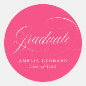 書エレガント道ホットピンク卒業 ラウンドシール (正面)