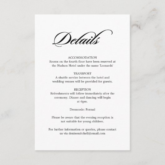 書エレガント道ホワ結婚イト詳細 エンクロージャーカード (正面)