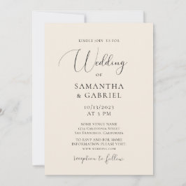 書エレガント道ミニマル結婚アイボリー 招待状