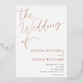 書エレガント道ミニマル結婚リスト 箔招待状 (正面)