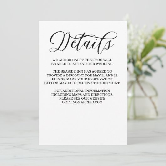 書エレガント道ミニマル詳細カード 招待状 (スタンド正面)