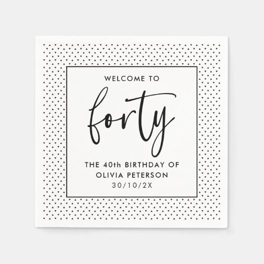 書エレガント道ミニマル40歳の誕生日パーティー スタンダードカクテルナプキン (正面)