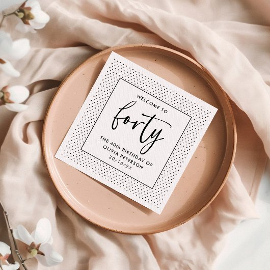 書エレガント道ミニマル40歳の誕生日パーティー スタンダードカクテルナプキン