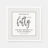 書エレガント道ミニマル50th誕生日パーティー スタンダードカクテルナプキン (正面)