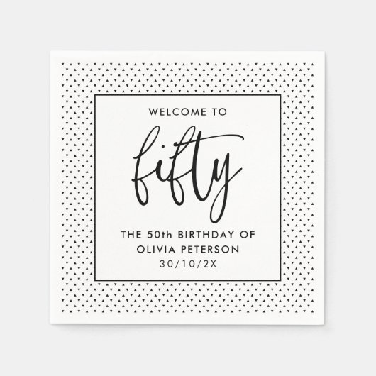 書エレガント道ミニマル50th誕生日パーティー スタンダードカクテルナプキン (正面)