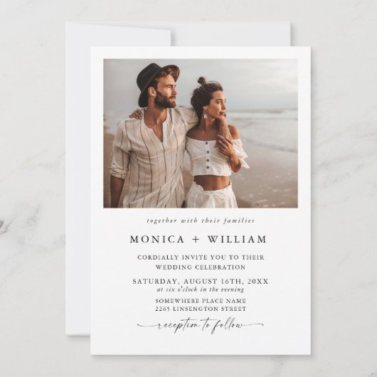 書エレガント道ミニマ結婚リストの2枚の写真 招待状 (裏面)