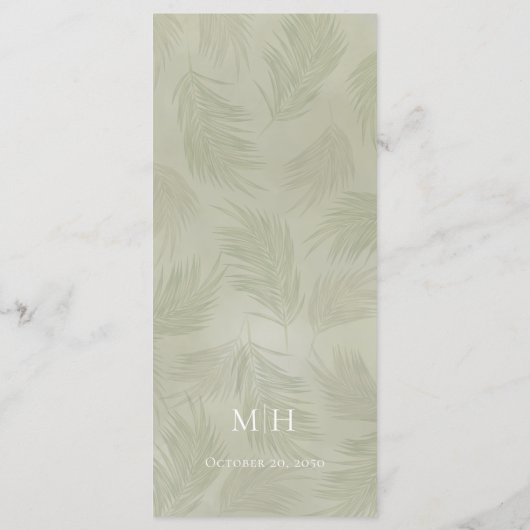 書エレガント道メニュー熱帯パーム葉 メニュー (裏面)