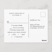 書エレガント道メニュー選択結婚式RSVP ポストカード (裏面)