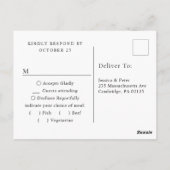 書エレガント道メニュー選択結婚式RSVP ポストカード (裏面)