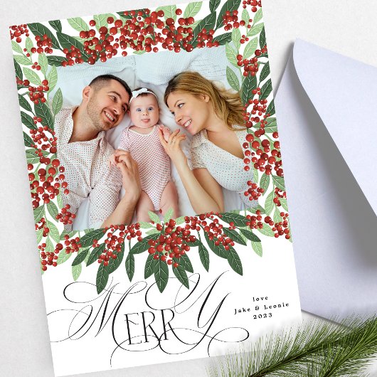 書エレガント道メリークリスマスワンフォト シーズンカード