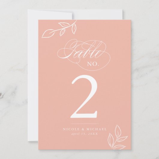 書エレガント道メロンピンクのテーブル番号 (正面)