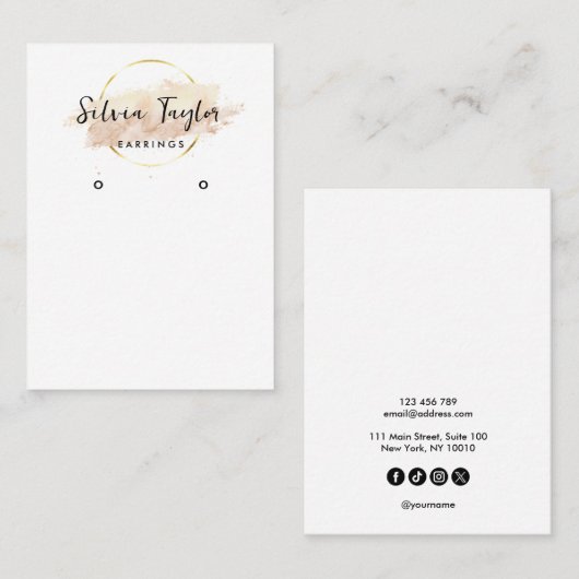 書エレガント道モダンのイヤリングディスプレイ 名刺 (正面/裏面)