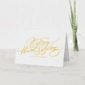 書エレガント道モダン幸せな感謝祭 箔グリーティングカード (正面)