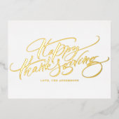 書エレガント道モダン幸せな感謝祭 箔シーズンポストカード (正面)