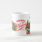 書エレガント道モノグラム赤と緑のクリスマス コーヒーマグカップ (中央)