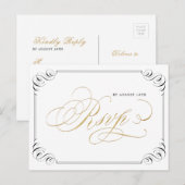 書エレガント道ヴィンテージ結婚式RSVP インビテーションポストカード (正面/裏面)