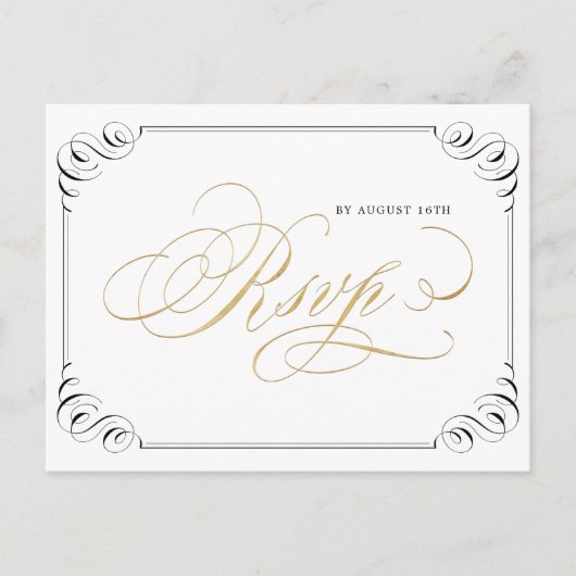 書エレガント道ヴィンテージ結婚式RSVP インビテーションポストカード (正面)
