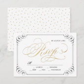 書エレガント道ヴィンテージ結婚式RSVP 出欠カード (正面/裏面)